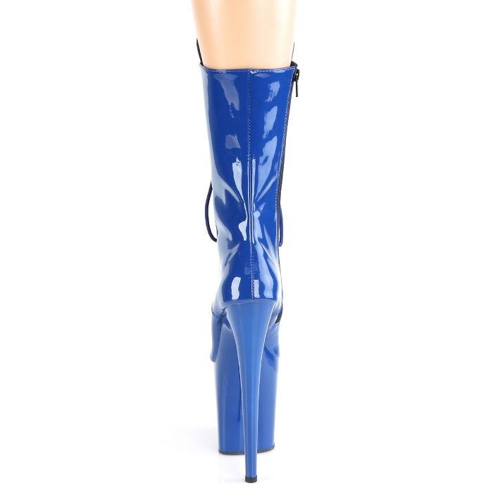 Pleaser プリーザー ショートブーツ 厚底 20cm ヒール ブーティ 青 ロイヤル ブルー エナメル サイドジッパー 超厚底 ハイヒール 編み上げ 大きいサイズ 取寄 | Pleaser | 03