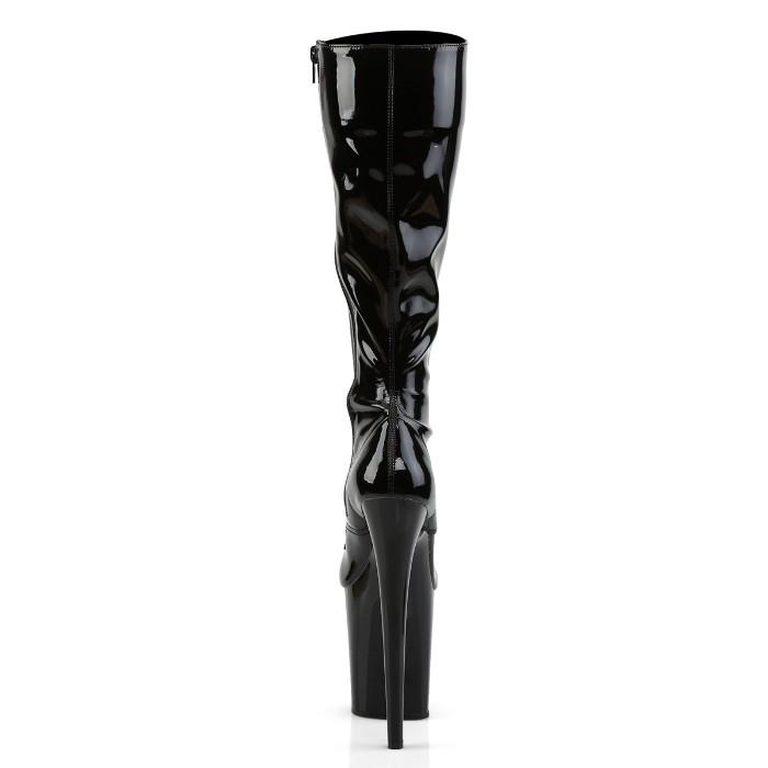 Pleaser プリーザー 20cm ヒール ロングブーツ 厚底 黒 ブラック エナメル 編み上げ 大きいサイズ ハイヒール ピンヒール 厚底ブーツ レディース メンズ 取寄 | Pleaser | 03