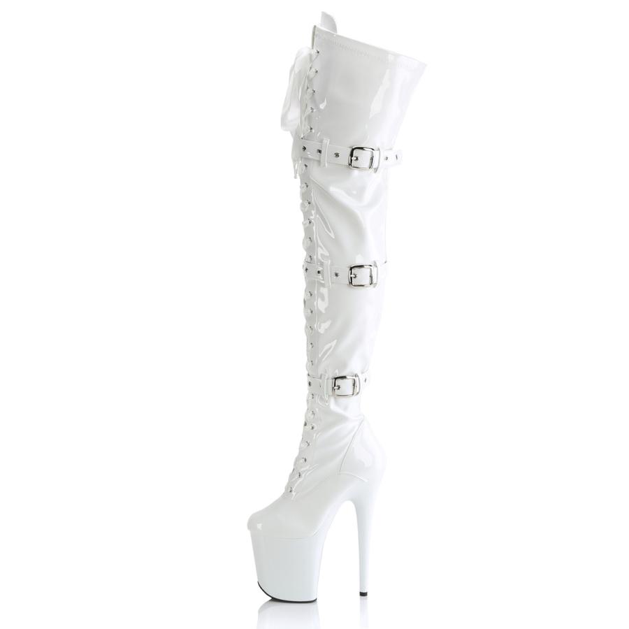 Pleaser プリーザー ニーハイブーツ サイハイブーツ オーバーニーブーツ 厚底 20cm ヒール 白 ホワイト エナメル 編み上げ 大きいサイズ レディース メンズ 取寄 | Pleaser | 02