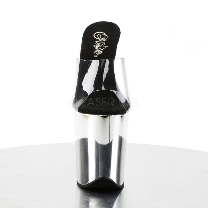 Pleaser プリーザー ミュール サンダル 厚底 20 cm ヒール 高め 銀色 クリア シルバー メタリック ハイヒール 靴 超厚底 レディース メンズ 大きいサイズ 取寄 | Pleaser | 01