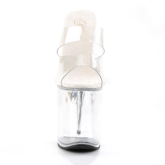 20cm ヒール 厚底サンダル ミュール ピンヒール ハイヒール オープントゥ ストラップ クリア Pleaser プリーザー 大きいサイズ レディース メンズ シューズ 取寄 | Pleaser | 01