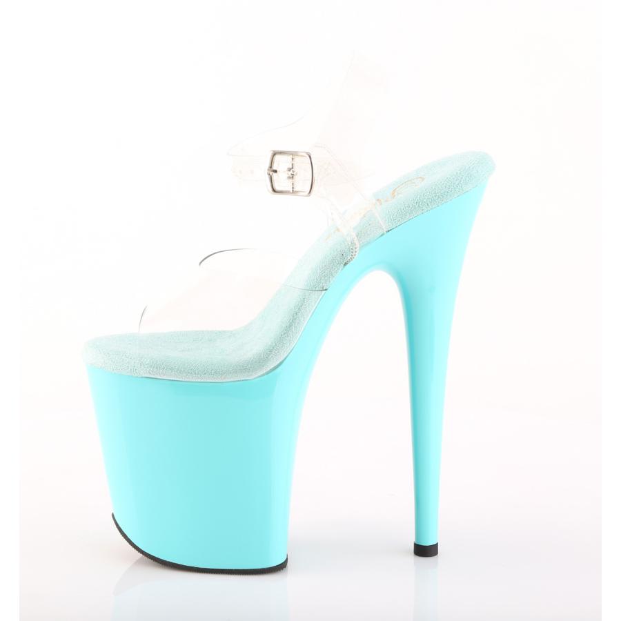 Pleaser プリーザー ヒール 20cm 厚底 サンダル ポールダンス 用 ヒール クリア アンクルストラップ 大きいサイズ 対応 アクア ブルー 青 緑 靴 FLAMINGO-808 | Pleaser | 02