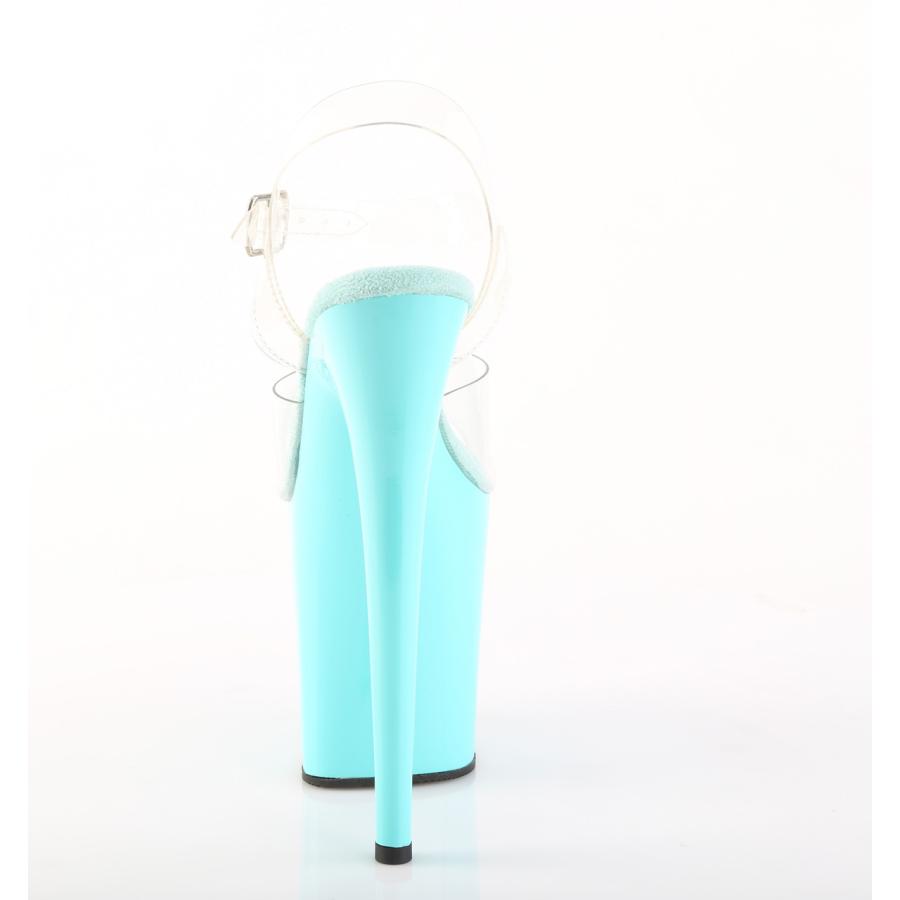 Pleaser プリーザー ヒール 20cm 厚底 サンダル ポールダンス 用 ヒール クリア アンクルストラップ 大きいサイズ 対応 アクア ブルー 青 緑 靴 FLAMINGO-808 | Pleaser | 03