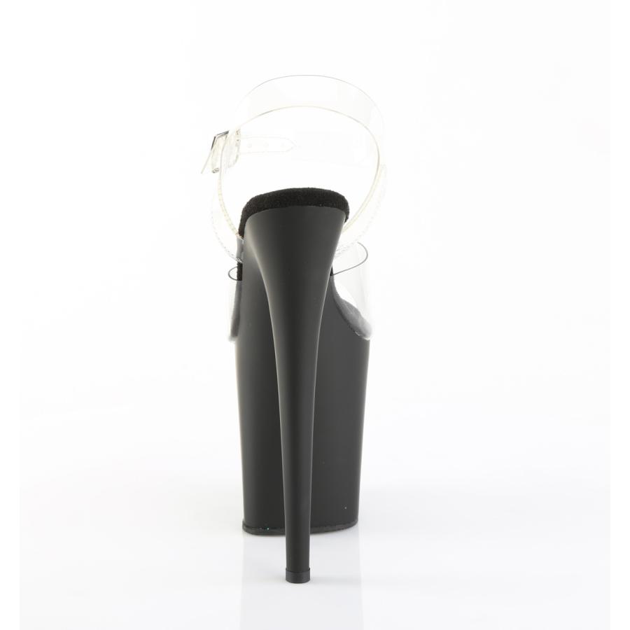 Pleaser プリーザー ヒール 20cm 厚底 サンダル ポールダンス 用 ヒール クリア アンクルストラップ 大きいサイズ 対応 黒 ブラック マット つや消し 20センチ | Pleaser | 03