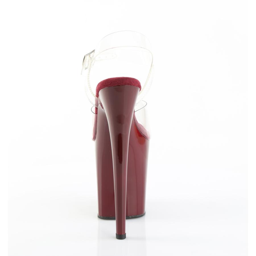Pleaser プリーザー ヒール 20cm 厚底 サンダル ポールダンス 用 ヒール クリア アンクルストラップ 大きいサイズ 対応 ワインレッド 赤 FLAMINGO-808 取寄 | Pleaser | 03