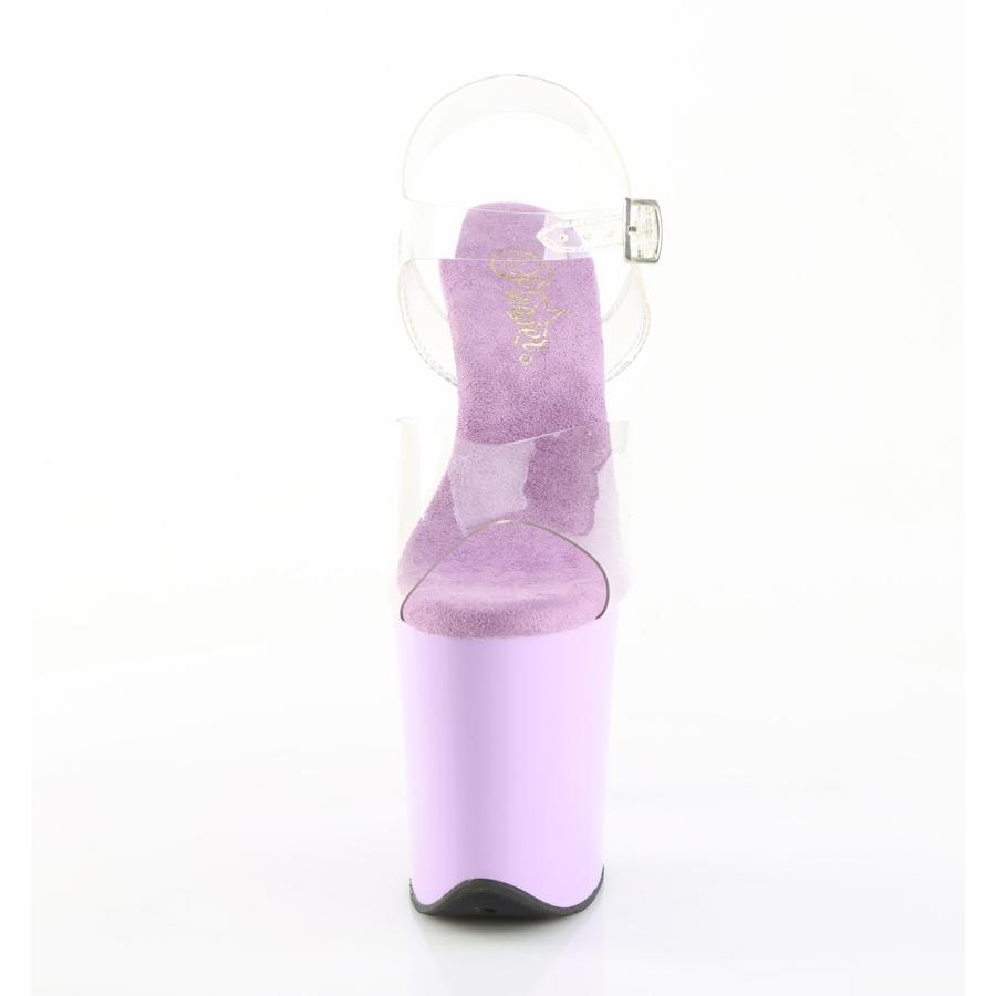 Pleaser プリーザー ヒール 20cm 厚底 サンダル ポールダンス 用 ヒール クリア アンクルストラップ 大きいサイズ 対応 紫 パープル 靴 シューズ FLAMINGO-808 | Pleaser | 01
