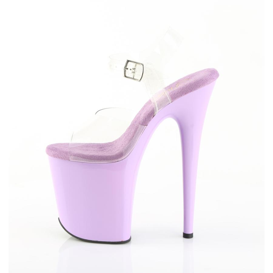 Pleaser プリーザー ヒール 20cm 厚底 サンダル ポールダンス 用 ヒール クリア アンクルストラップ 大きいサイズ 対応 紫 パープル 靴 シューズ FLAMINGO-808 | Pleaser | 02