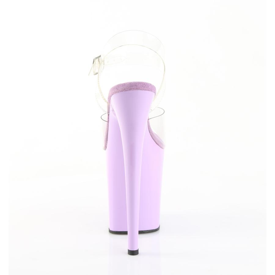 Pleaser プリーザー ヒール 20cm 厚底 サンダル ポールダンス 用 ヒール クリア アンクルストラップ 大きいサイズ 対応 紫 パープル 靴 シューズ FLAMINGO-808 | Pleaser | 03