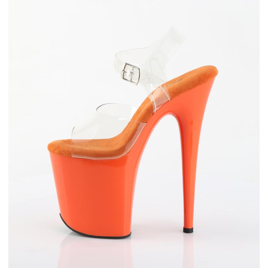 Pleaser プリーザー ヒール 20cm 厚底 サンダル ポールダンス 用 ヒール クリア アンクルストラップ 大きいサイズ 対応 オレンジ 靴 シューズ FLAMINGO-808 取寄 | Pleaser | 02