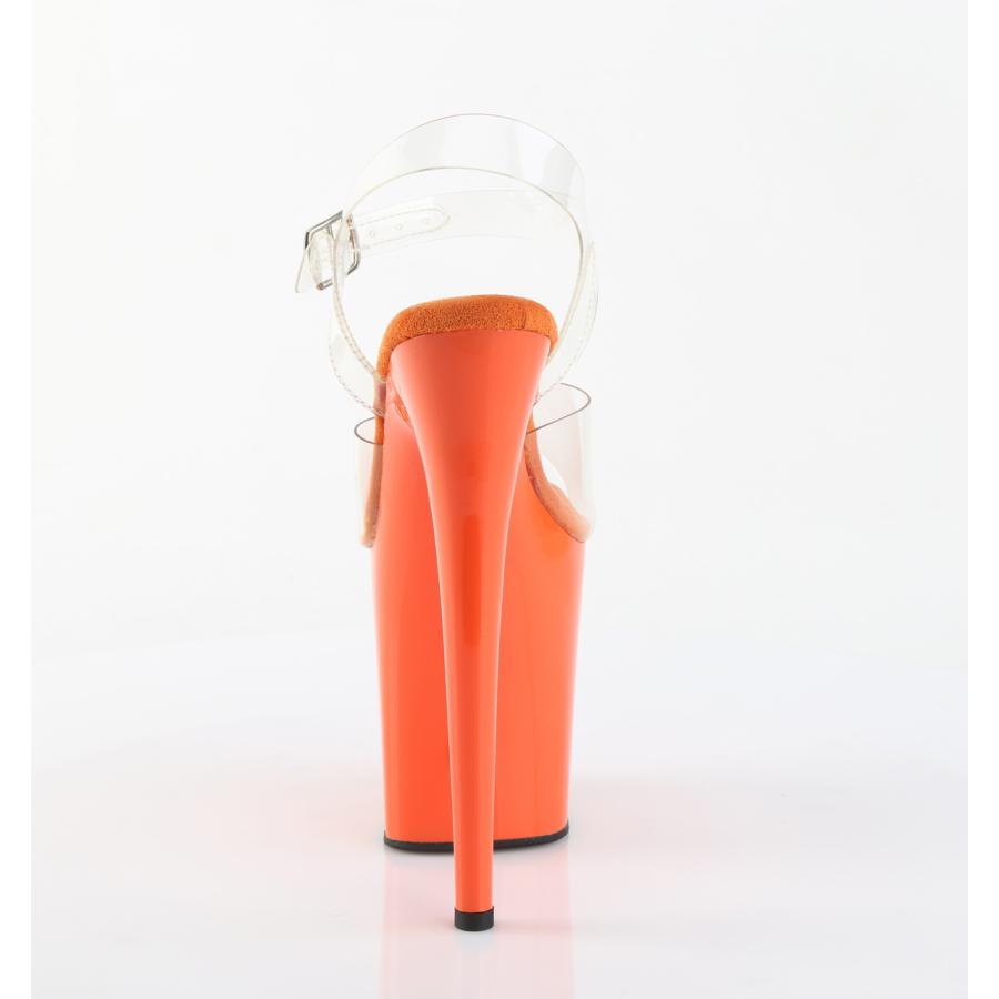 Pleaser プリーザー ヒール 20cm 厚底 サンダル ポールダンス 用 ヒール クリア アンクルストラップ 大きいサイズ 対応 オレンジ 靴 シューズ FLAMINGO-808 取寄 | Pleaser | 03
