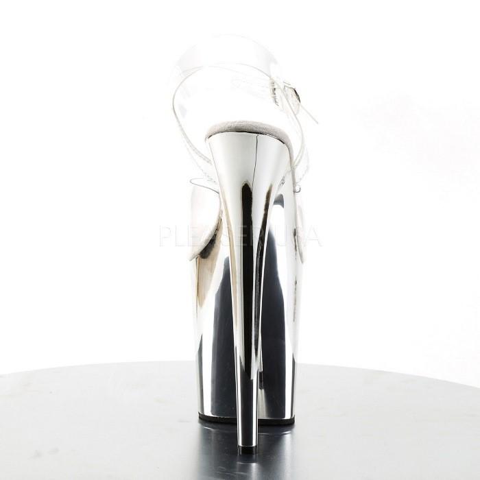 20 cm ヒール 厚底 キャバ サンダル Pleaser プリーザー 大きいサイズ 靴 超厚底 ハイヒール ストラップ クリア 銀色 シルバー クロム レディース メンズ 取寄 | Pleaser | 03