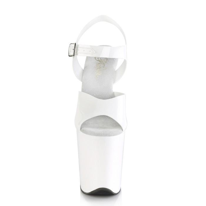 20 cm ヒール 厚底 キャバ サンダル Pleaser プリーザー 大きいサイズ 靴 超厚底 ハイヒール ピンヒール ストラップ 白 ホワイト TPU レディース メンズ 取寄 | Pleaser | 01