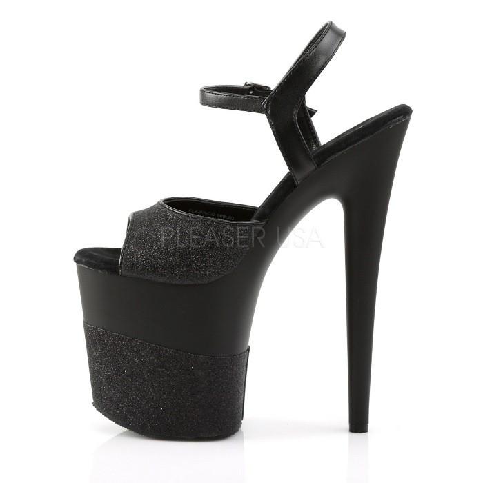 20 cm ヒール 高め 厚底 キャバ サンダル Pleaser プリーザー 大きいサイズ 靴 超厚底 ハイヒール ストラップ 黒 ブラック グリッター レディース メンズ 取寄 | Pleaser | 02