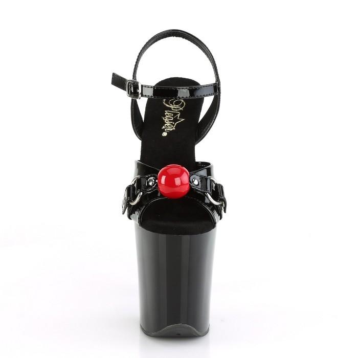 20 cm ヒール 厚底 キャバ サンダル Pleaser プリーザー 大きいサイズ 靴 超厚底 ハイヒール ストラップ ボール 黒 ブラック エナメル レディース メンズ 取寄 | Pleaser | 01