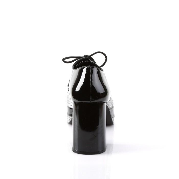 Pleaser プリーザー パンプス 9cm ヒール 厚底 メンズ 黒 ブラック 銀色 シルバー 2トーン グリッター 星型 編み上げ オックスフォード 大きいサイズ あり 取寄 | Pleaser | 03