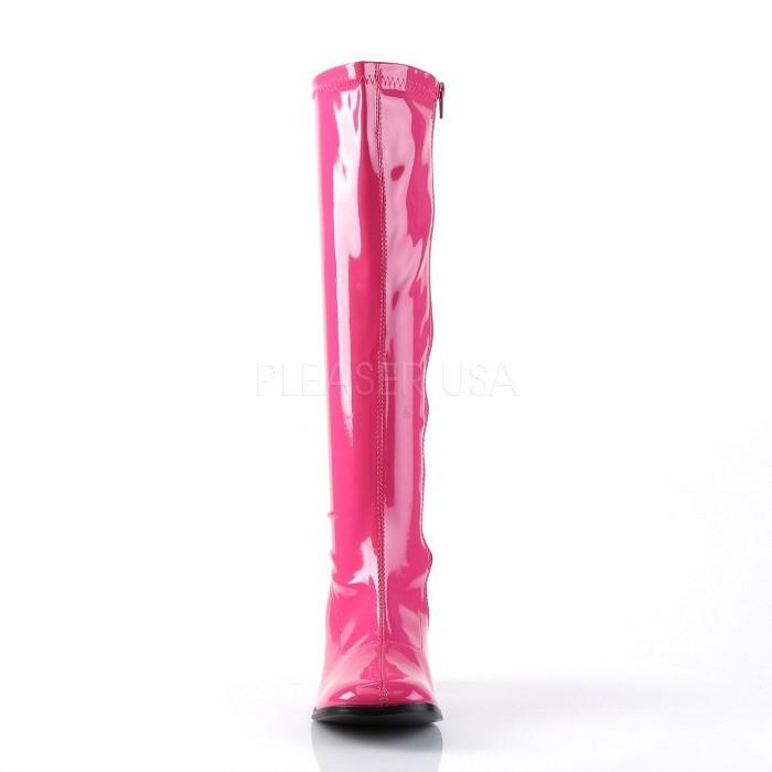 ロングブーツ レディース メンズ ローヒール ストレッチ 大きいサイズ 小さいサイズ ブーツ Pleaser プリーザー 8cm ヒール ピンク エナメル ファスナー 即納｜dimples｜02