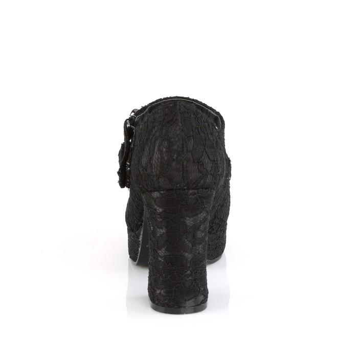 demonia デモニア パンプス 厚底 9.5 cm ヒール 黒 ブラック レース ドクロ スカル ダブルストラップ 小さいサイズ 大きいサイズ 靴 レディース メンズ 取寄 | Pleaser | 03