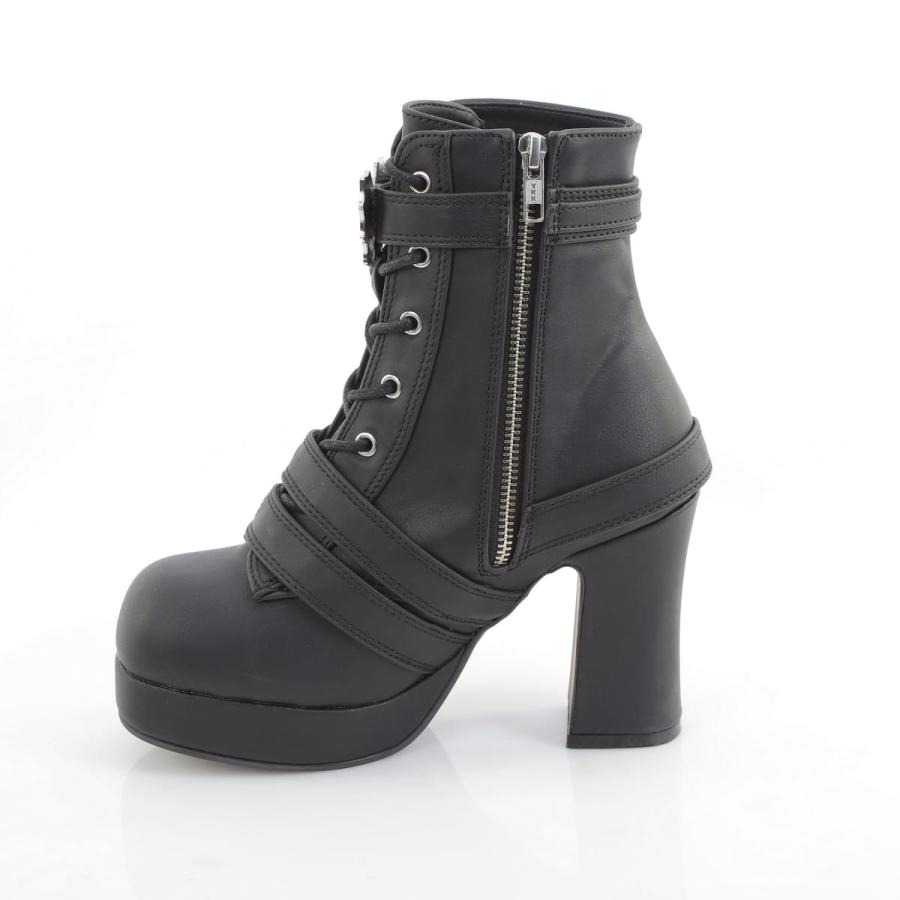 demonia デモニア 厚底 ブーツ アンクル ショートブーツ 9.5cm ヒール 黒 ブラック ビーガンレザー レースアップ 大きいサイズ シューズ 靴 GOTHIKA-66 取寄 | Pleaser | 02