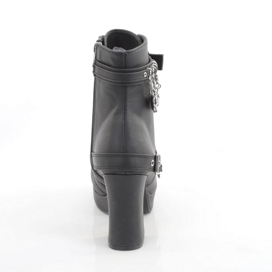 demonia デモニア 厚底 ブーツ アンクル ショートブーツ 9.5cm ヒール 黒 ブラック ビーガンレザー レースアップ 大きいサイズ シューズ 靴 GOTHIKA-66 取寄 | Pleaser | 03
