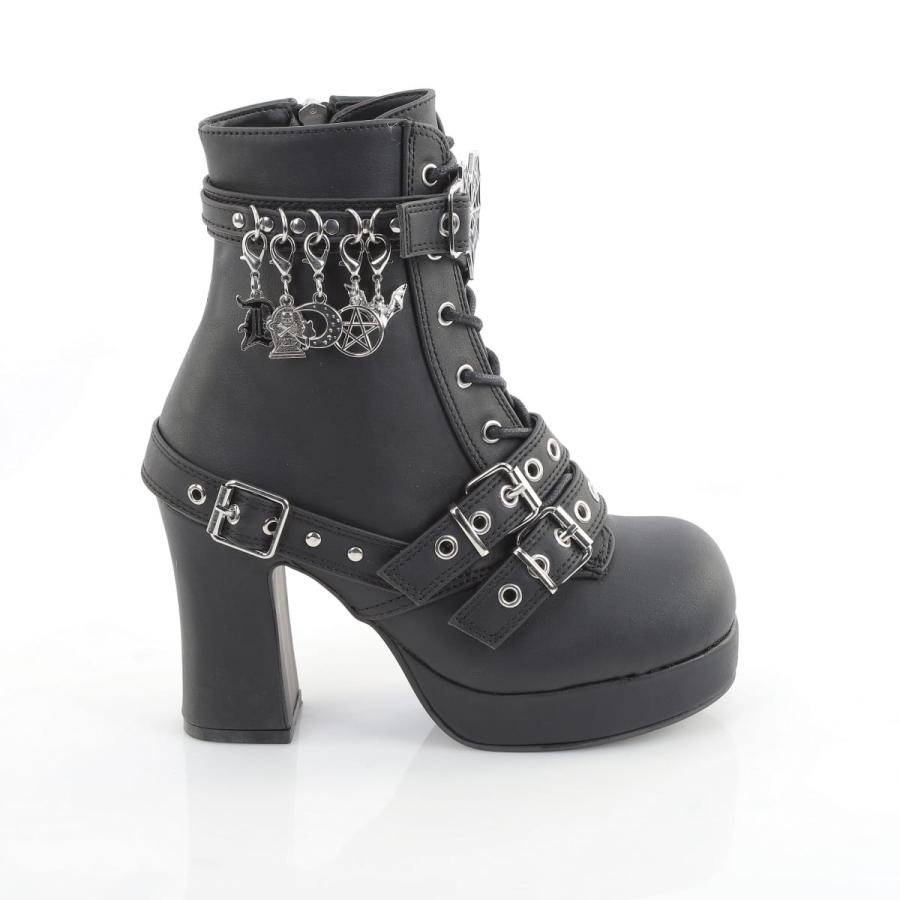 demonia デモニア 厚底 ブーツ アンクル ショートブーツ 9.5cm ヒール 黒 ブラック ビーガンレザー レースアップ 大きいサイズ シューズ 靴 GOTHIKA-66 取寄 | Pleaser | 04