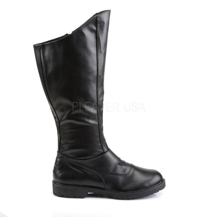 Pleaser プリーザー ロングブーツ メンズ ラウンドトゥ 2.5cm ブロックヒール 黒 ブラック つや消し ワイドな筒周り プラスサイズ ローヒール 大きいサイズ 即納 | Pleaser | 04