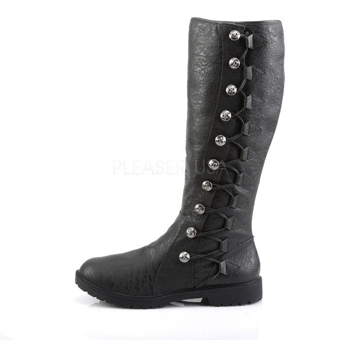 Pleaser プリーザー ロングブーツ メンズ 4 cm ヒール 黒 ブラック 合皮 フェイクレザー フラットヒール サイドボタン レースアップ シューズ 大きいサイズ 取寄 | Pleaser | 02