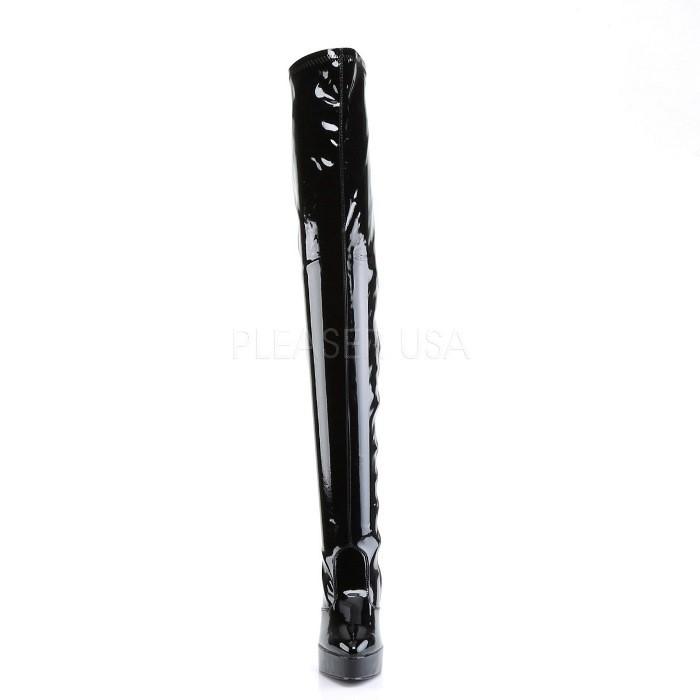 Pleaser プリーザー ニーハイブーツ サイハイブーツ 厚底 黒 ブラック エナメル 13 cm ヒール レディース メンズ ハイヒール 大きいサイズ 小さいサイズ 靴 取寄 | Pleaser | 01