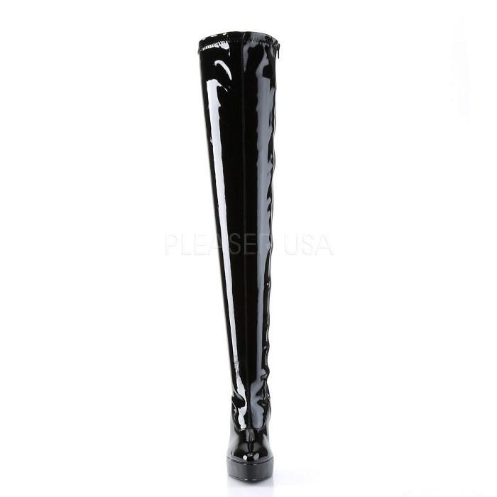 Pleaser プリーザー ニーハイブーツ サイハイブーツ 厚底 黒 ブラック エナメル 13 cm ヒール レディース メンズ ハイヒール 大きいサイズ 編み上げ 靴 取寄 | Pleaser | 01