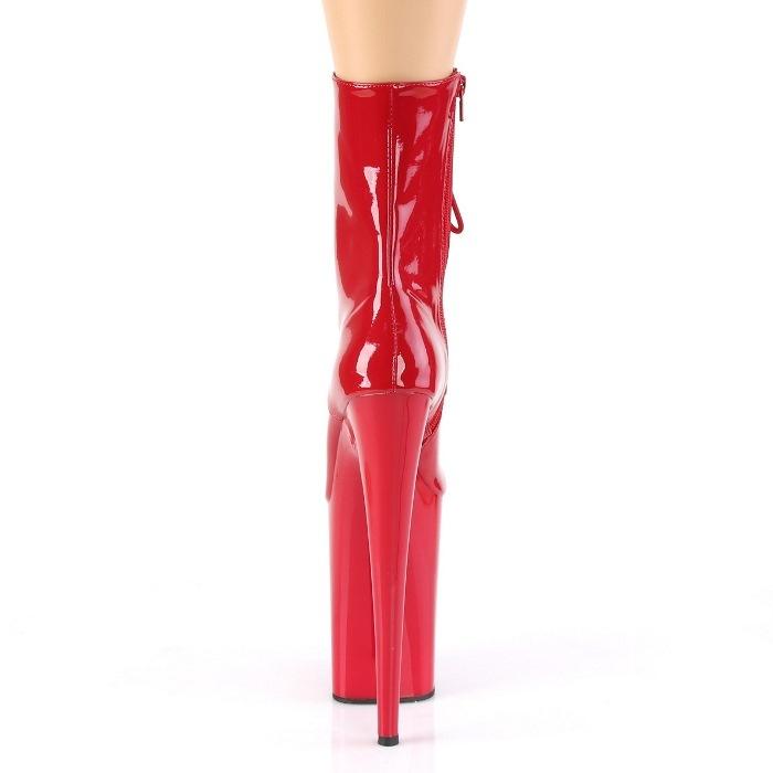 Pleaser プリーザー ショートブーツ 厚底 23cm ヒール ブーツ ハイヒール ピンヒール エナメル 赤 レッド 超厚底 編み上げ レースアップ 大きいサイズ 靴 取寄｜dimples｜04