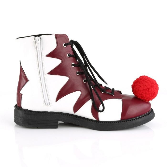 Pleaser プリーザー ローヒール ショートブーツ メンズ 2.5cm ヒール 低め 白 ホワイト バーガンディー ピエロデザイン 編み上げ ジッパー 靴 大きいサイズ 取寄 | Pleaser | 04