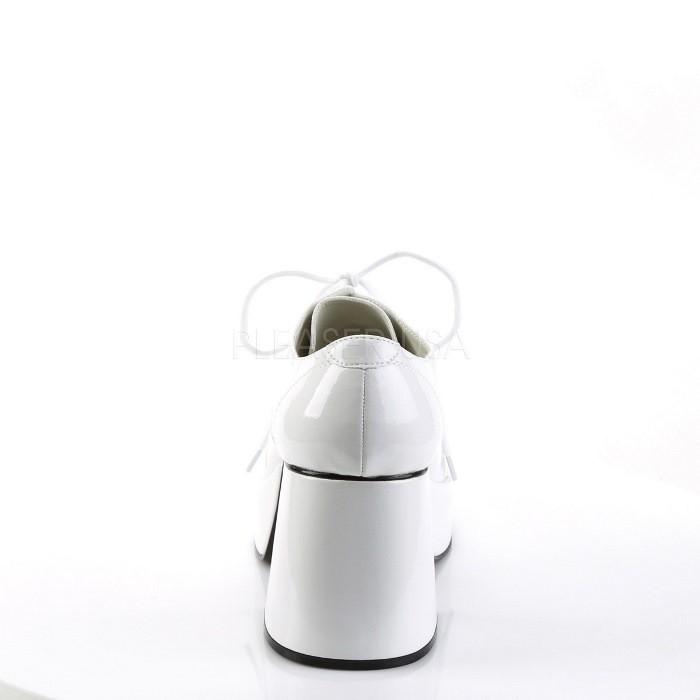 Pleaser プリーザー ローファー パンプス メンズ 9 cm ヒール 白 ホワイト エナメル 太ヒール ブロックヒール レースアップ 厚底 靴 男性 大きいサイズ 取寄 | Pleaser | 03