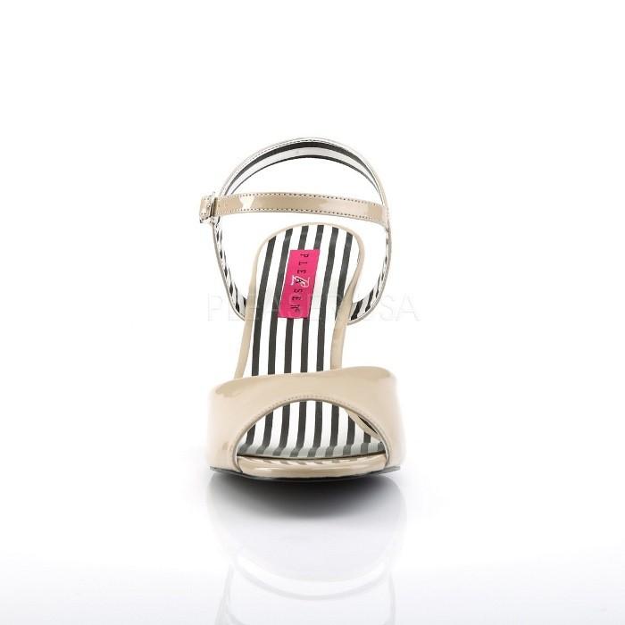 Pleaser プリーザー サンダル ローヒール 大きいサイズ クリーム エナメル 7 cm ヒール 8 cm ヒール レディース メンズ ピンヒール アンクルストラップ 取寄 | Pleaser | 01