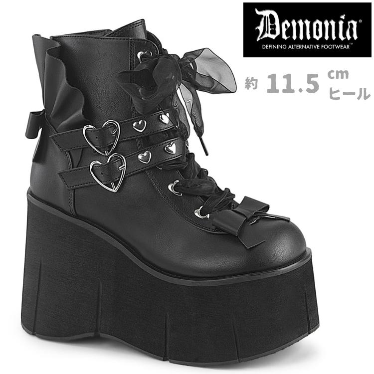 demonia デモニア 厚底 ブーツ ショートブーツ ウェッジソール 11cm 12cm ヒール 黒 ブラック つや消し 合皮 ジッパー 靴 レディース メンズ KERA-55 取寄 | Pleaser