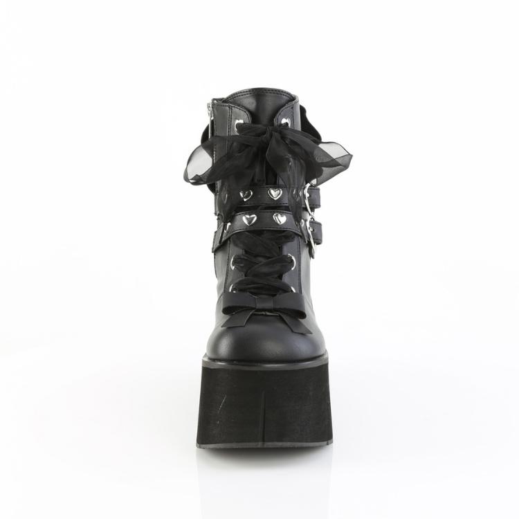 demonia デモニア 厚底 ブーツ ショートブーツ ウェッジソール 11cm 12cm ヒール 黒 ブラック つや消し 合皮 ジッパー 靴 レディース メンズ KERA-55 取寄 | Pleaser | 01