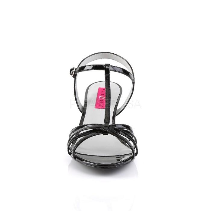 Pleaser プリーザー ローヒール サンダル レディース メンズ 6.5 cm ヒール 低め 黒 ブラック エナメル Tストラップ キャバ ヒール シューズ 大きいサイズ 取寄 | Pleaser | 01