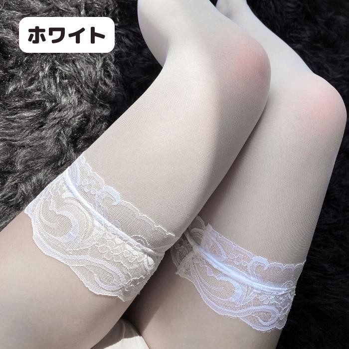 セクシー パンスト ストッキング ニーハイ ソックス 靴下 レース レディース サイハイ オーバーニー シースルー 黒 ピンク 白 ヌード ベージュ 赤 | ブランド登録なし | 06