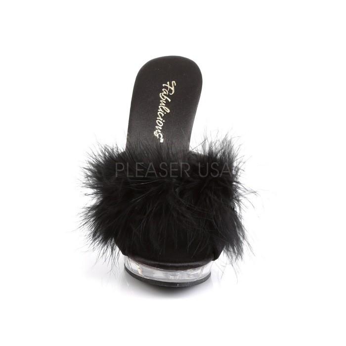 Pleaser プリーザー キャバ ヒール ミュール サンダル クリア 黒 ブラック 13 cm ヒール レディース メンズ ピンヒール ハイヒール ファー 大きいサイズ 取寄 | Pleaser | 01