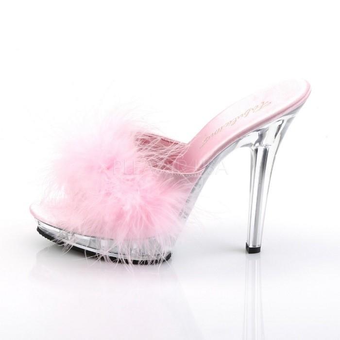 Pleaser プリーザー キャバ ヒール ミュール サンダル クリア ベビーピンク 13 cm ヒール レディース メンズ ピンヒール ハイヒール ファー 大きいサイズ 取寄 | Pleaser | 02