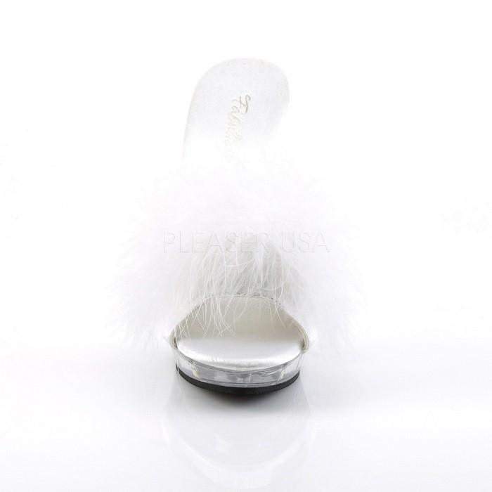 Pleaser プリーザー キャバ ヒール ミュール サンダル クリア 白 ホワイト 13 cm ヒール レディース メンズ ピンヒール ハイヒール ファー 大きいサイズ 取寄 | Pleaser | 01