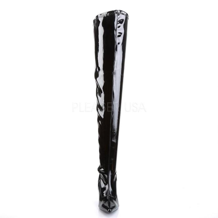Pleaser プリーザー ニーハイブーツ サイハイブーツ ハイヒール 大きいサイズ 黒 ブラック エナメル 9 cm ヒール 10 cm ヒール 低め レディース メンズ 即納 | Pleaser | 01