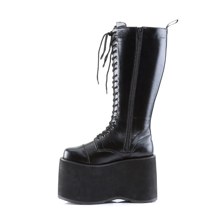 demonia デモニア ロングブーツ 厚底 ラバーソール 14.5 cm ヒール 黒 ブラック 合皮 フェイクレザー 編み上げ レースアップ 大きいサイズ 超厚底 メンズ 取寄 | Pleaser | 02