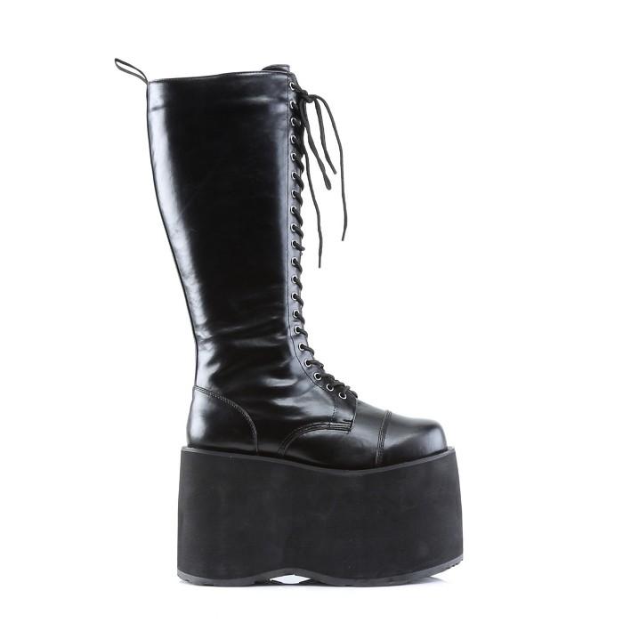 demonia デモニア ロングブーツ 厚底 ラバーソール 14.5 cm ヒール 黒 ブラック 合皮 フェイクレザー 編み上げ レースアップ 大きいサイズ 超厚底 メンズ 取寄 | Pleaser | 04
