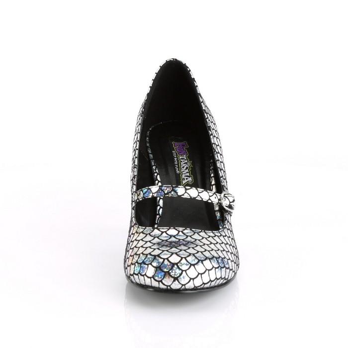 Pleaser プリーザー ローヒール パンプス レディース メンズ 7.5cm ヒール 低め 銀色 シルバー ホログラム マーメイドデザイン 甲ベルト 大きいサイズ あり 取寄 | Pleaser | 01