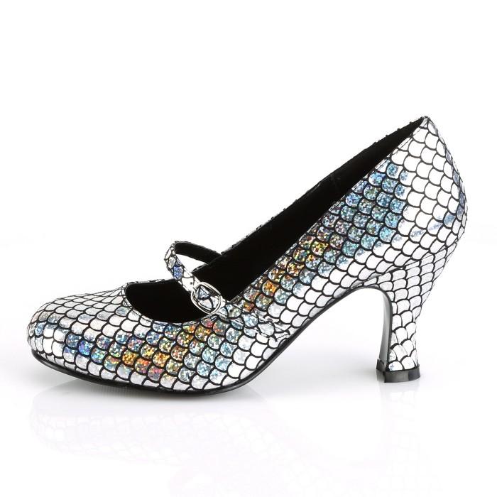 Pleaser プリーザー ローヒール パンプス レディース メンズ 7.5cm ヒール 低め 銀色 シルバー ホログラム マーメイドデザイン 甲ベルト 大きいサイズ あり 取寄 | Pleaser | 02
