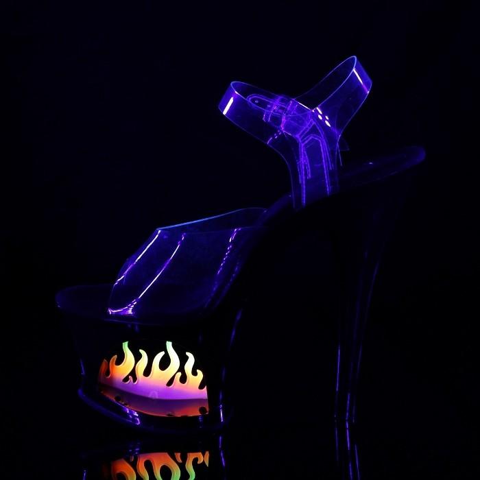 Pleaser プリーザー キャバ ヒール サンダル 厚底 18 cm ヒール アンクルベルト 蛍光色 炎 フレイム クリア 黒 ブラック レディース メンズ 大きいサイズ 取寄 | Pleaser | 02