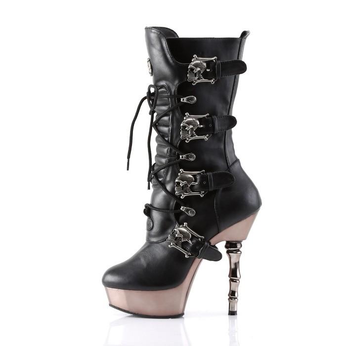 demonia デモニア ミドルブーツ 厚底 14 cm ヒール 黒 ブラック 合皮 