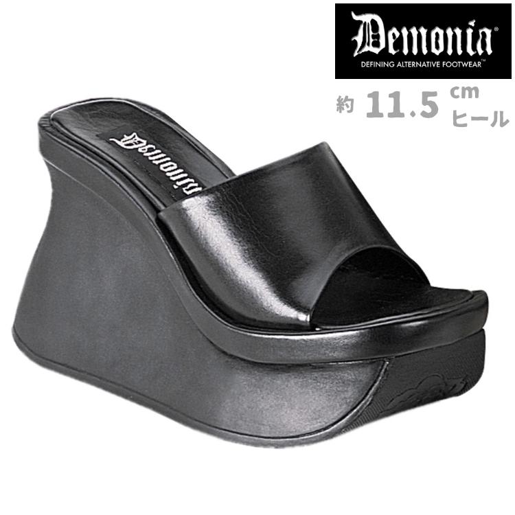 demonia デモニア サンダル 厚底 ウェッジソール 11.5 cm ヒール 黒 ブラック 合皮 フェイクレザー 小さいサイズ 大きいサイズ 厚底靴 レディース メンズ 取寄 | Pleaser