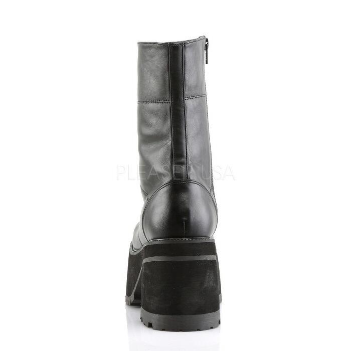 demonia デモニア ショートブーツ 厚底 9.5 cm ヒール 黒 ブラック 合皮 フェイクレザー 編み上げ チャンキーヒール 大きいサイズ 靴 レディース メンズ 取寄 | Pleaser | 03
