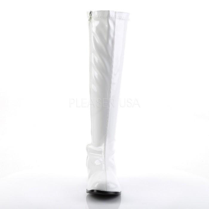 Pleaser プリーザー ロングブーツ 5cm ヒール 白 ホワイト エナメル レディース メンズ ローヒール ストレッチ ブーツ ロング 大きいサイズ 小さいサイズ 即納 | Pleaser | 01