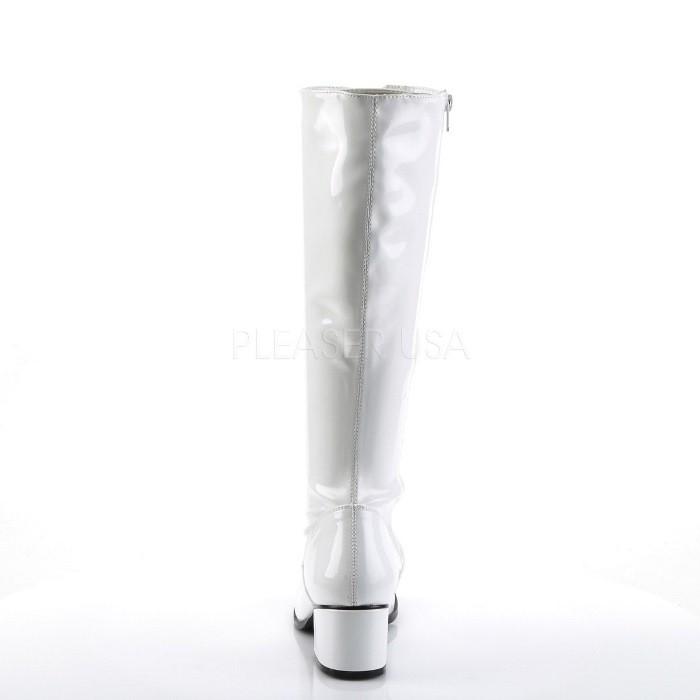 Pleaser プリーザー ロングブーツ 5cm ヒール 白 ホワイト エナメル レースアップ 編み上げ レディース メンズ ローヒール ストレッチ 靴 大きいサイズ 取寄 | Pleaser | 03